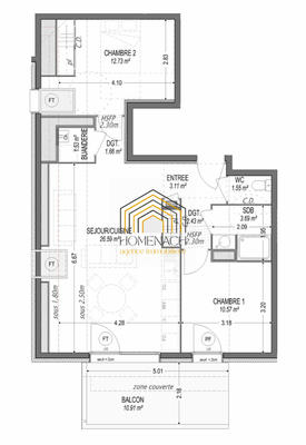 Appartement - 64 m² - 3 pièces