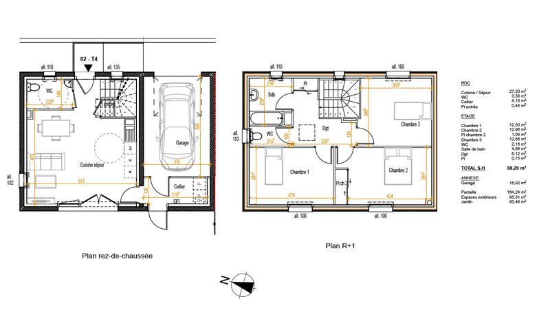 Maison - 88 m² - 4 pièces