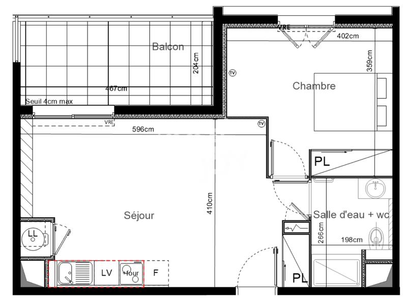 Appartement - 44 m² - 2 pièces