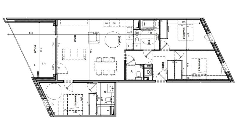 Appartement - 95 m² - 4 pièces
