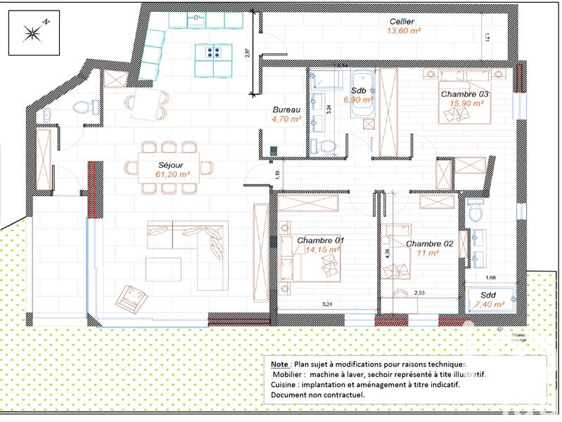 Appartement - 138 m² - 4 pièces