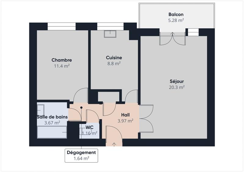 Appartement - 51 m² - 2 pièces