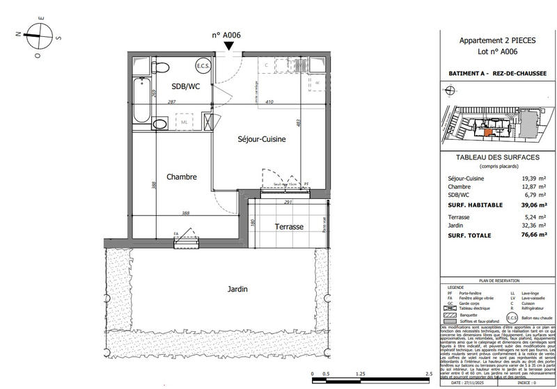 Appartement - 39 m² - 2 pièces