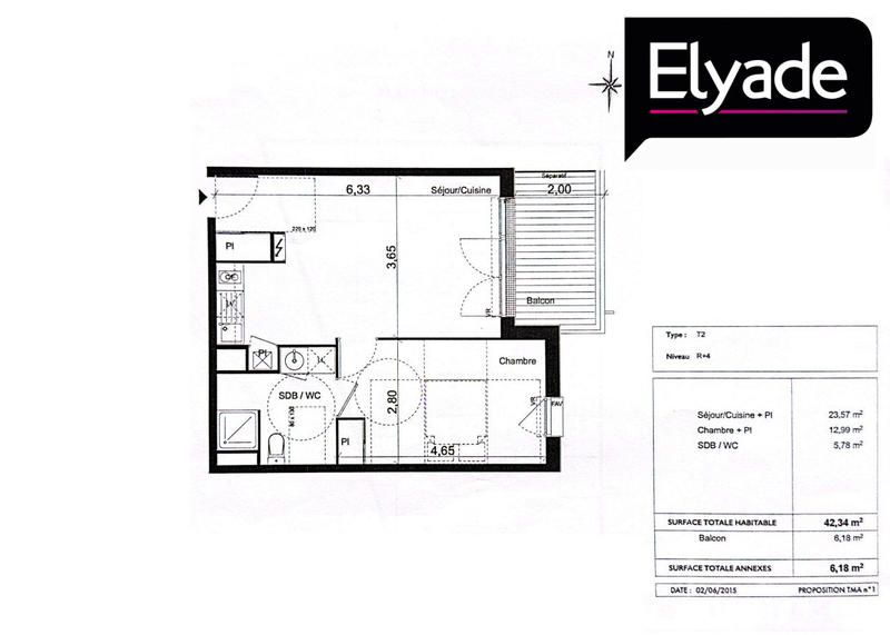 Appartement - 42 m² - 2 pièces