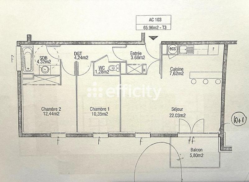 Appartement - 66 m² - 3 pièces