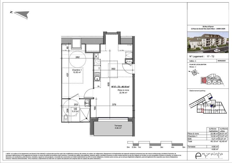 Appartement - 42 m² - 2 pièces