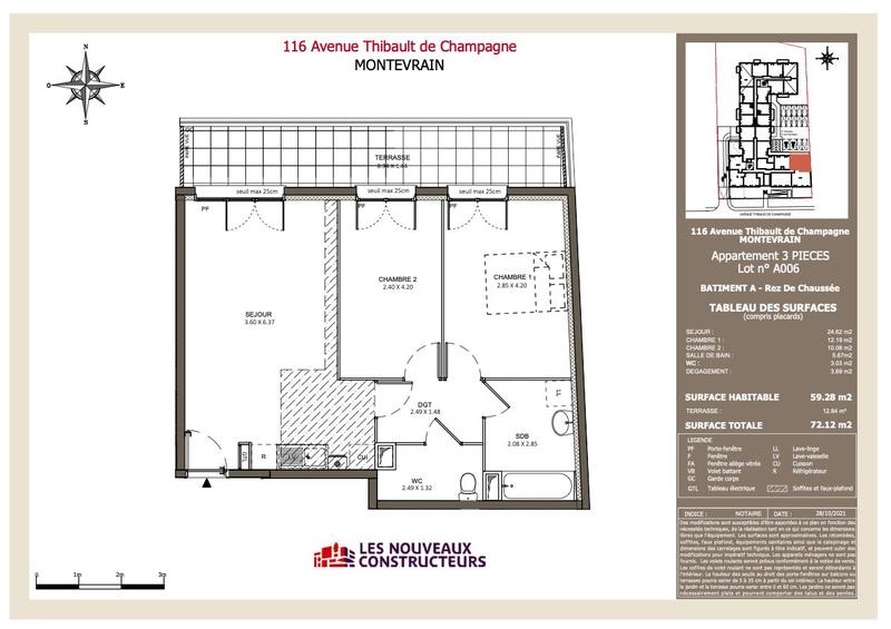 Appartement - 59 m² - 3 pièces