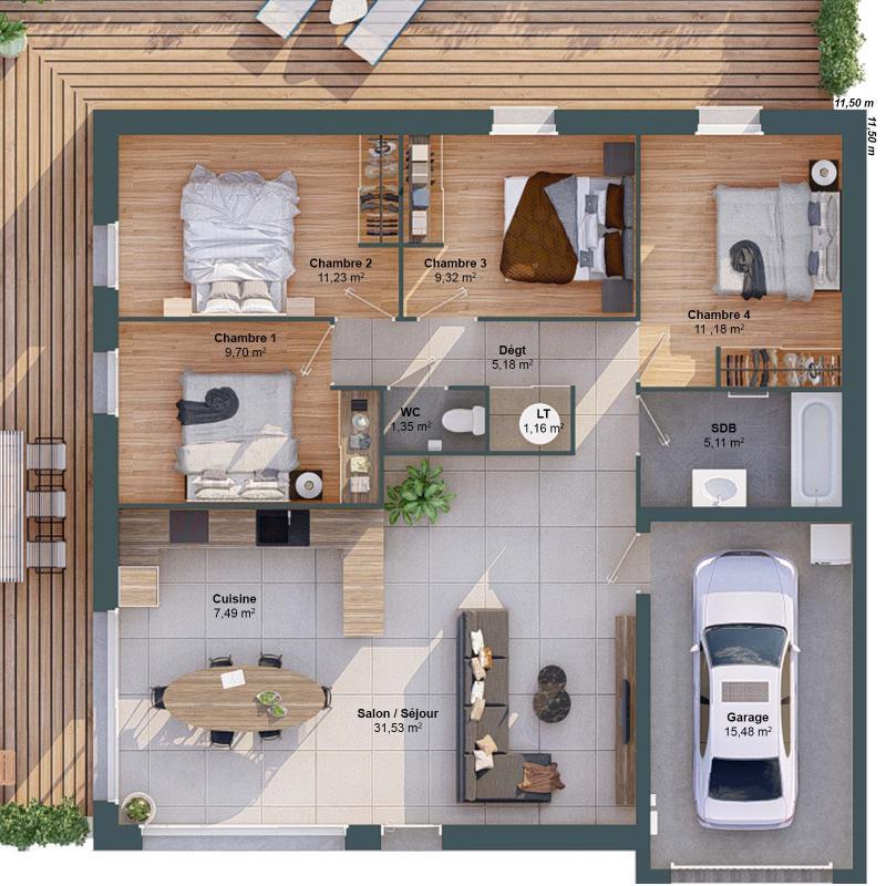 Maison - 93 m² - 6 pièces