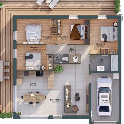 Maison - 93 m² - 6 pièces