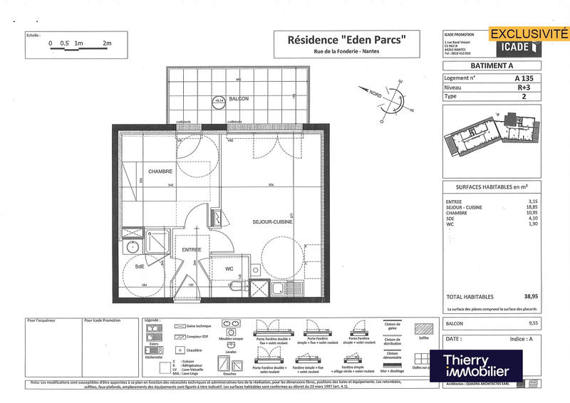 Appartement - 39 m² - 2 pièces