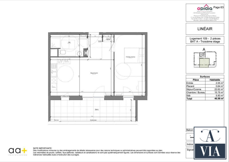 Appartement - 47 m² - 2 pièces