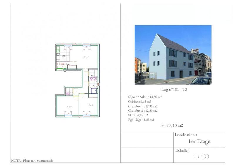 Appartement - 70 m² - 3 pièces