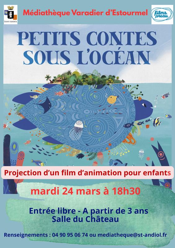 Projection d'un film d'animation pour enfant