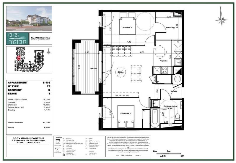 Appartement - 61 m² - 3 pièces