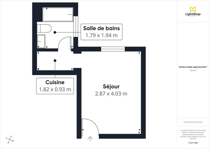 Appartement - 17 m² - 1 pièce