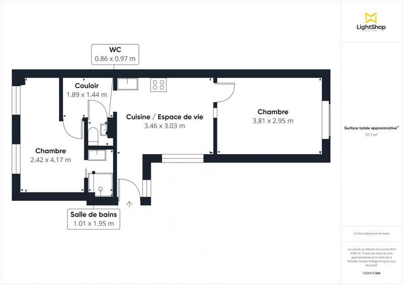 Appartement - 39 m² - 2 pièces