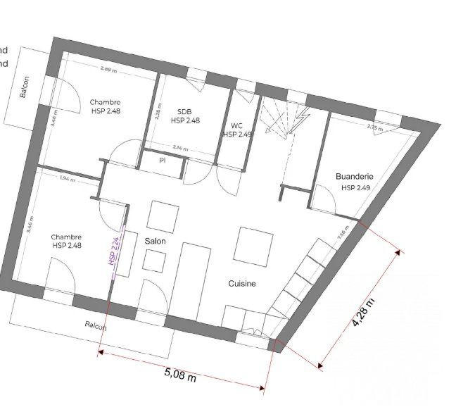 Appartement - 61 m² - 4 pièces