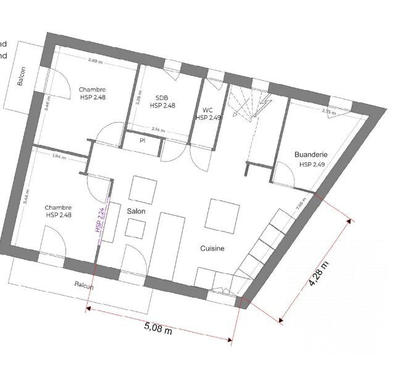 Appartement - 61 m² - 4 pièces