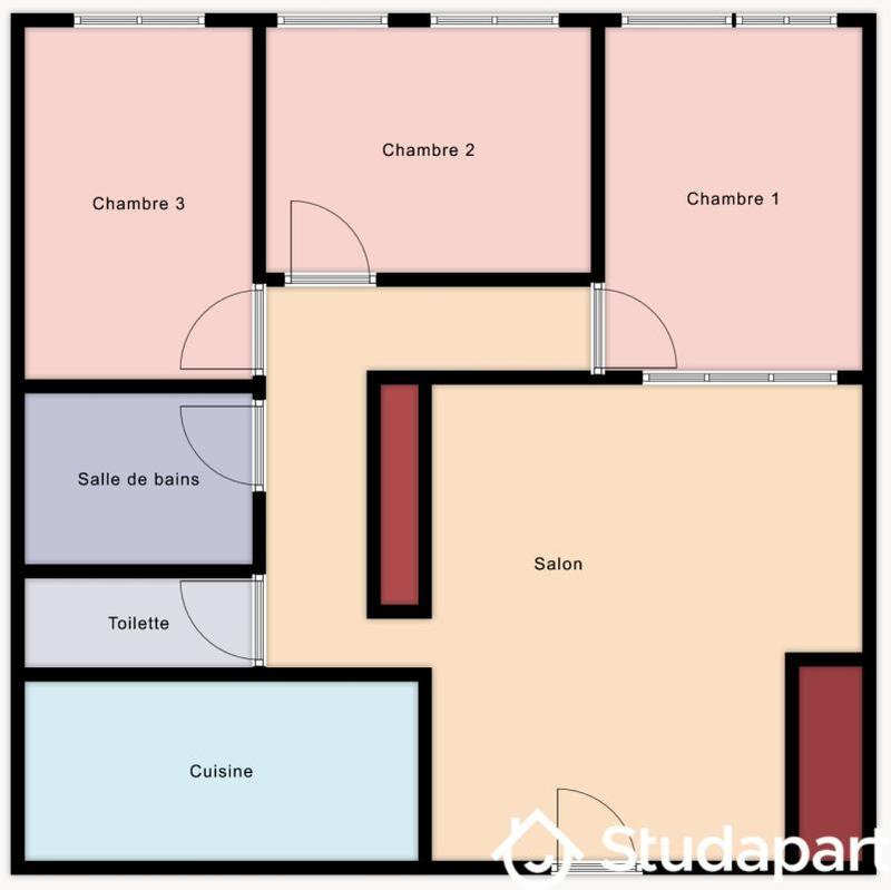 Chambre - 19 m² - 1 pièce