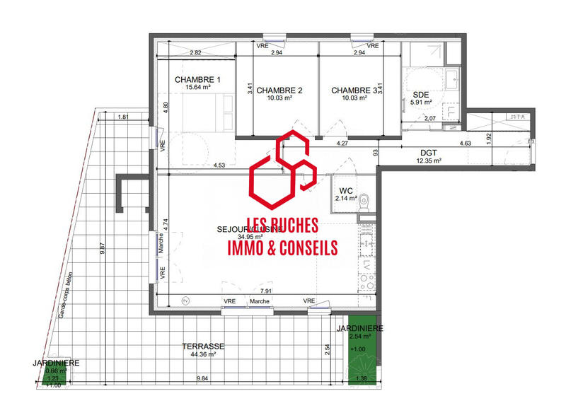 Appartement - 92 m² - 4 pièces