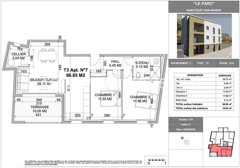 Appartement - 67 m² - 3 pièces