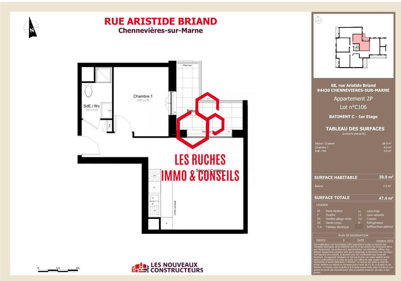 Appartement - 40 m² - 2 pièces