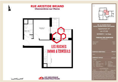 Appartement - 40 m² - 2 pièces