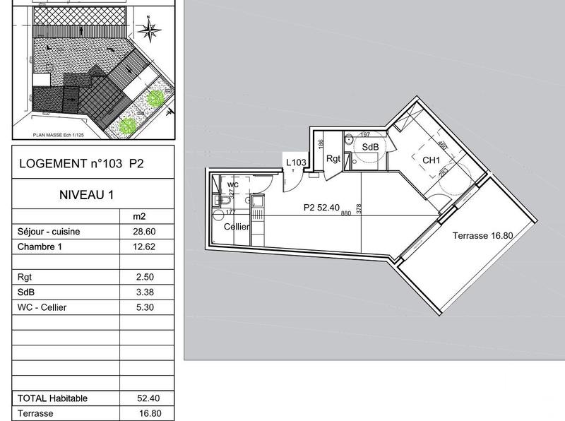 Appartement - 60 m² - 2 pièces