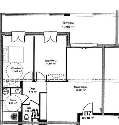 Appartement - 63 m² - 3 pièces