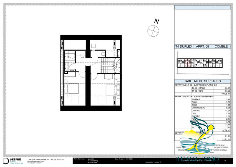 Duplex - 93 m² - 4 pièces