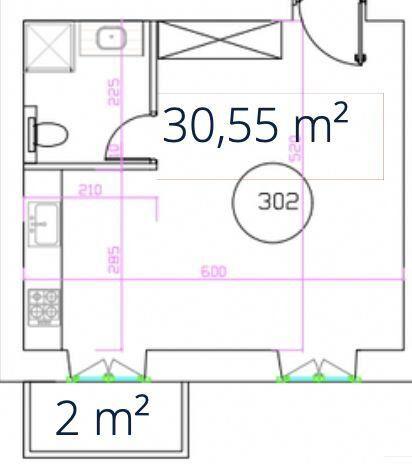 Appartement - 30 m² - 1 pièce