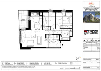 Appartement - 62 m² - 3 pièces