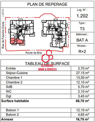 Appartement - 67 m² - 3 pièces