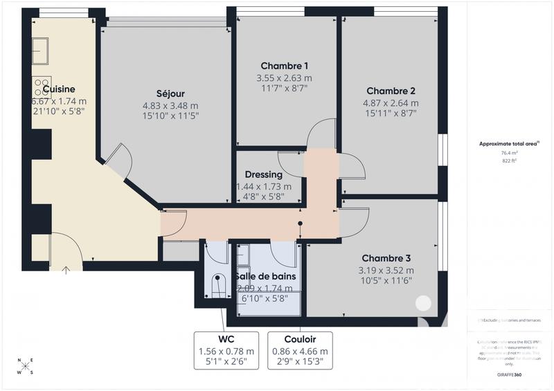 Appartement - 77 m² - 4 pièces