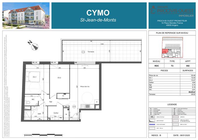 Appartement - 66 m² - 3 pièces