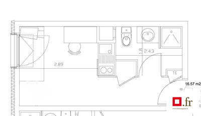 Appartement - 17 m² - 1 pièce