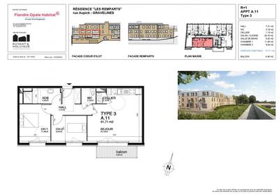 Appartement - 61 m² - 3 pièces