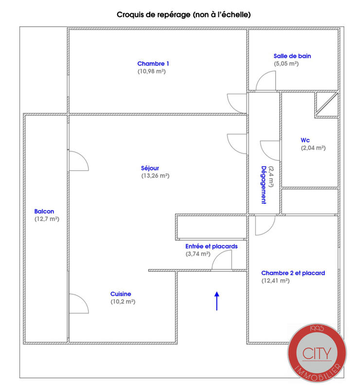 Appartement - 60 m² - 3 pièces