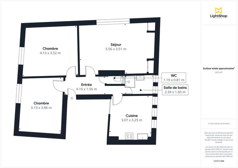 Appartement - 63 m² - 3 pièces