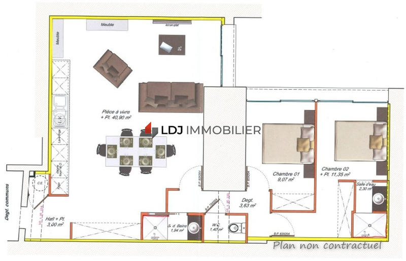 Appartement - 76 m² - 3 pièces