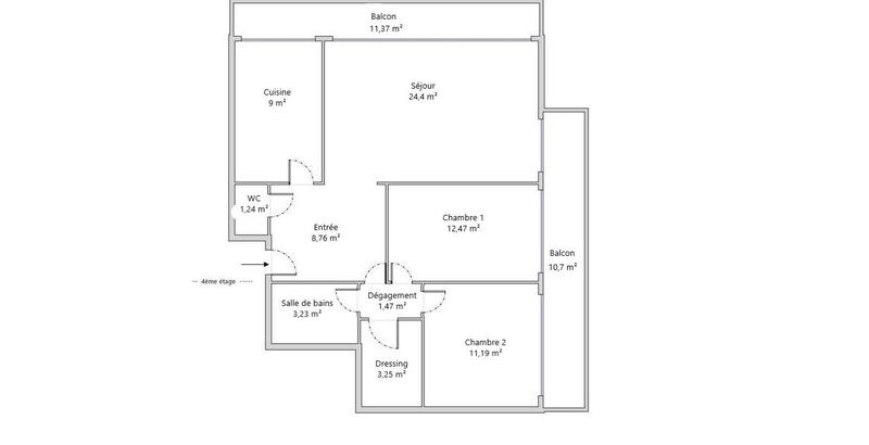 Appartement - 75 m² - 3 pièces