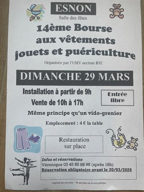 Bourse aux jouets, vêtements et matériel de puériculture