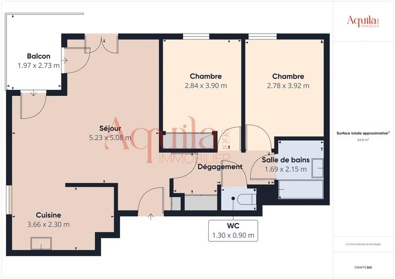 Appartement - 65 m² - 3 pièces