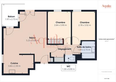 Appartement - 65 m² - 3 pièces