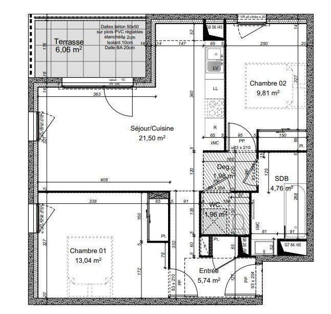 Appartement - 59 m² - 3 pièces