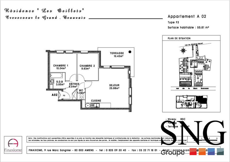 Appartement - 55 m² - 3 pièces