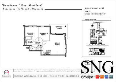 Appartement - 55 m² - 3 pièces
