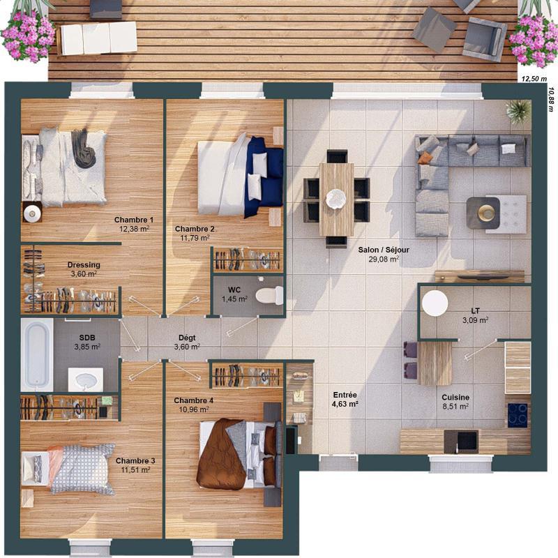 Maison - 104 m² - 6 pièces