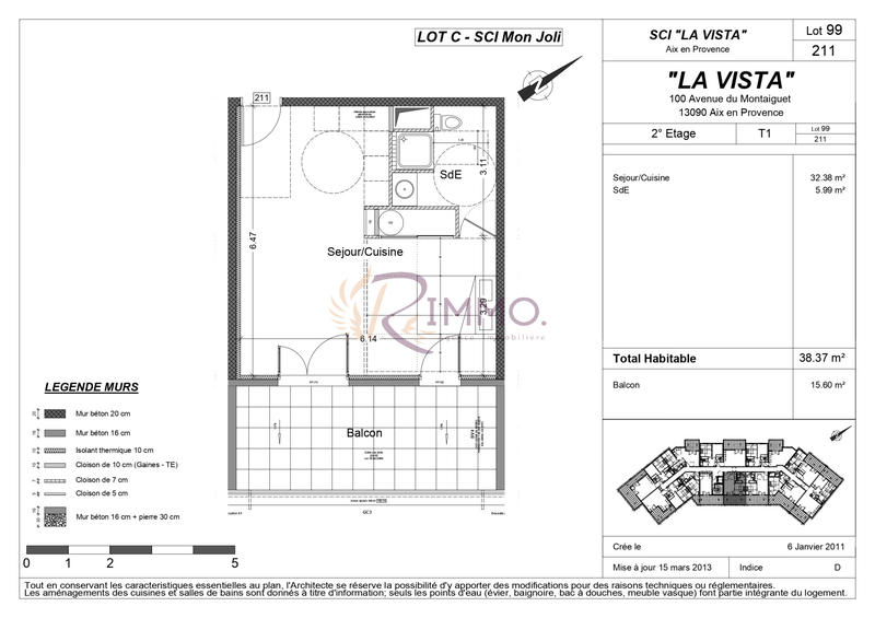 Appartement - 38 m² - 2 pièces