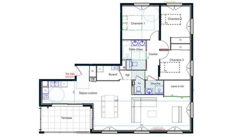 Appartement - 103 m² - 4 pièces
